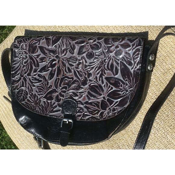 Patricia Nash Crossbody Tooled Black Leather Black New w/o tags - Picture 7 of 9